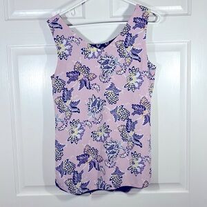 EXC Chicos TOP Reversible Tank Tunic Chintz Floral Tropical Pink XS-S 0